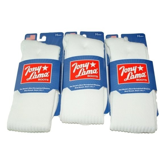 [6 PAIRS] Tony Lama White Boot Socks, MEDIUM Men's Size 6-8.5 - Picture 4 of 4